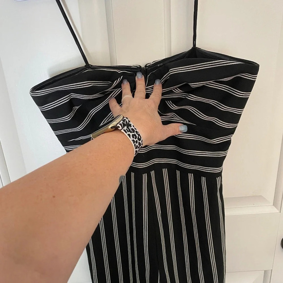 Veronica Beard Cypress Stripe Strapless Jumpsuit black 33799 - Picture 4 of 13